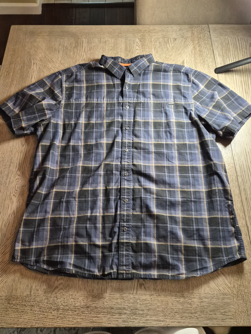 5.11 Tactical Short Sleeve Plaid Button-Down Shirt in Blue and Gray